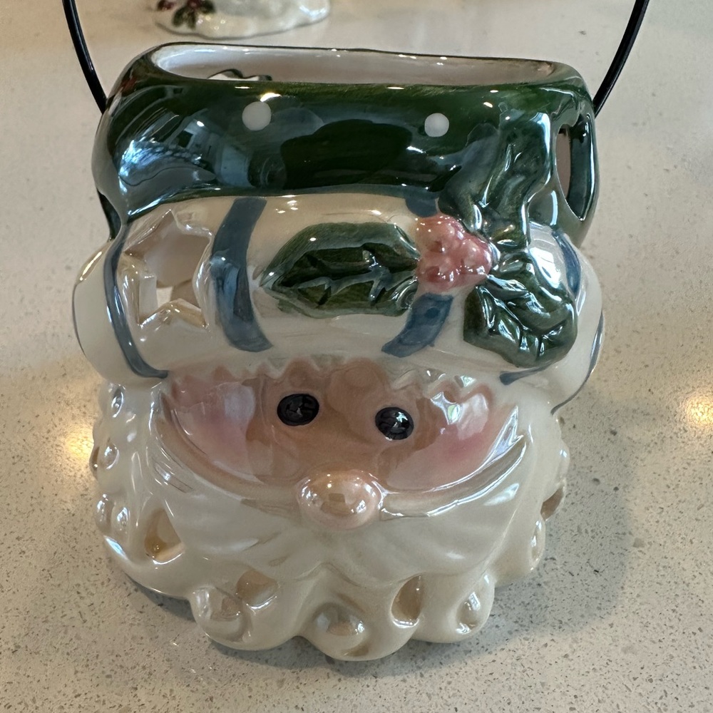 Crazy Mountain Santa candle holder with carrying handle